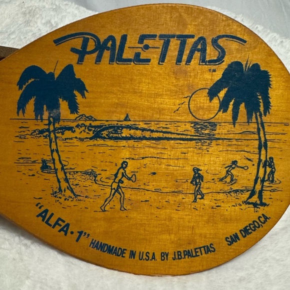 Vintage Palettas Beach Wood Paddles 16” JB Palettas San Diego Alfa-1 paddleball - Picture 3 of 12